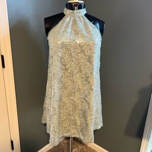 Sparkling mint green Halter Neck Dress
